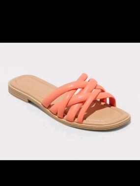 Women 6.5 Size  Orange Rian Slide Sandals by Universal Thread